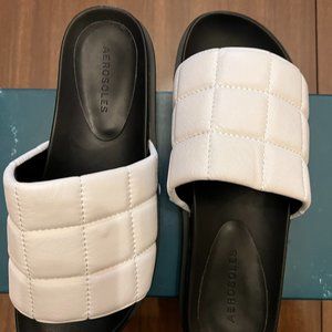 Aerosoles Leila White Leather Slides size 7.5